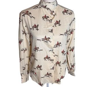 Vintage Foxwood Riding Attire Equestrian Horse Button Down Blouse 36